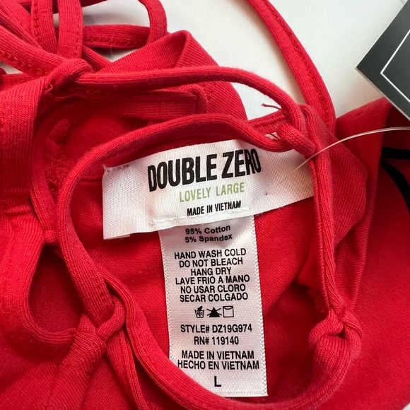 Double Zero Red Strappy Tie Back Tube Top - Picture 5 of 5